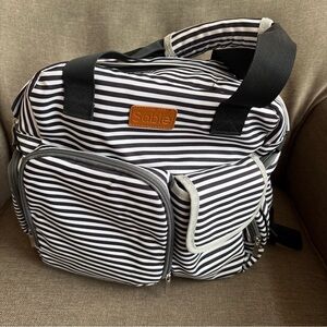 Sable Black & White Striped Backpack Diaper Bag. Excellent conditional INV25/478